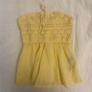 Hollister - Easy Crochet-Style Fabric Mix Strapless Top - Butter Yellow !! 💛